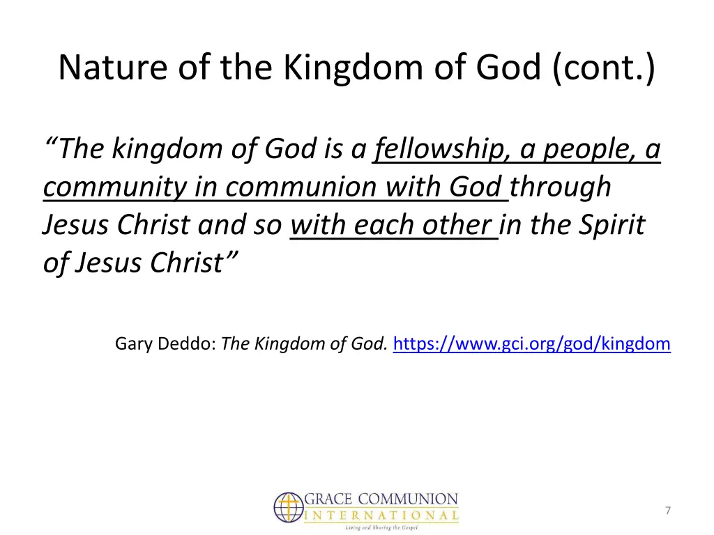 nature of the kingdom of god cont