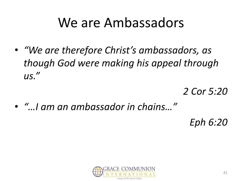 we are ambassadors