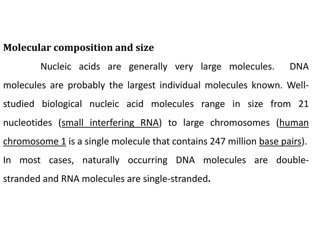 molecular composition and size