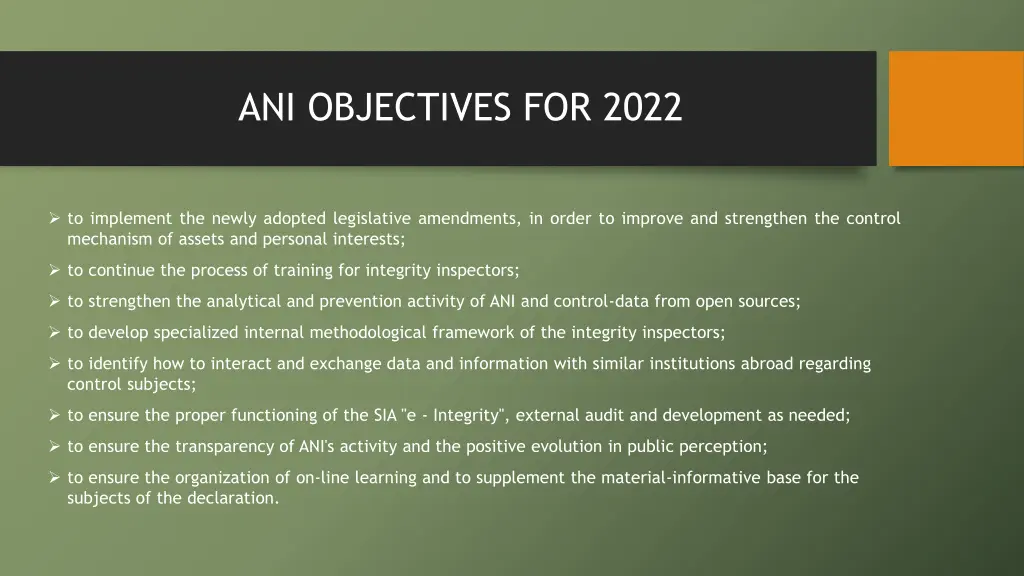 ani objectives for 2022