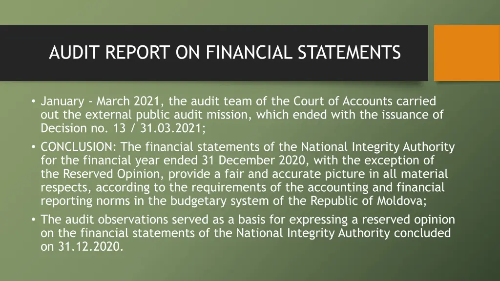 audit report on financial statements