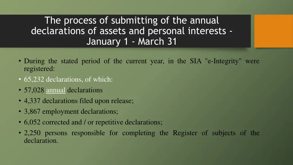 the process of submitting of the annual