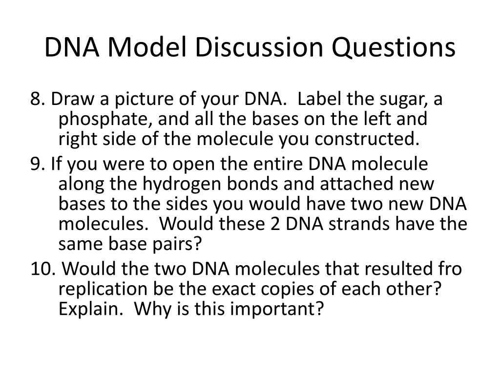 dna model discussion questions