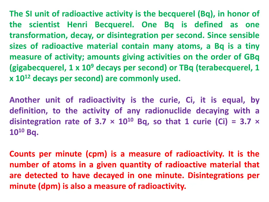 the si unit of radioactive activity