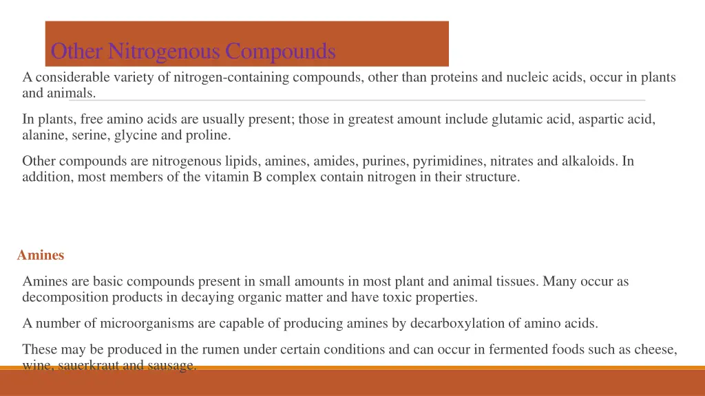 other nitrogenous compounds a considerable