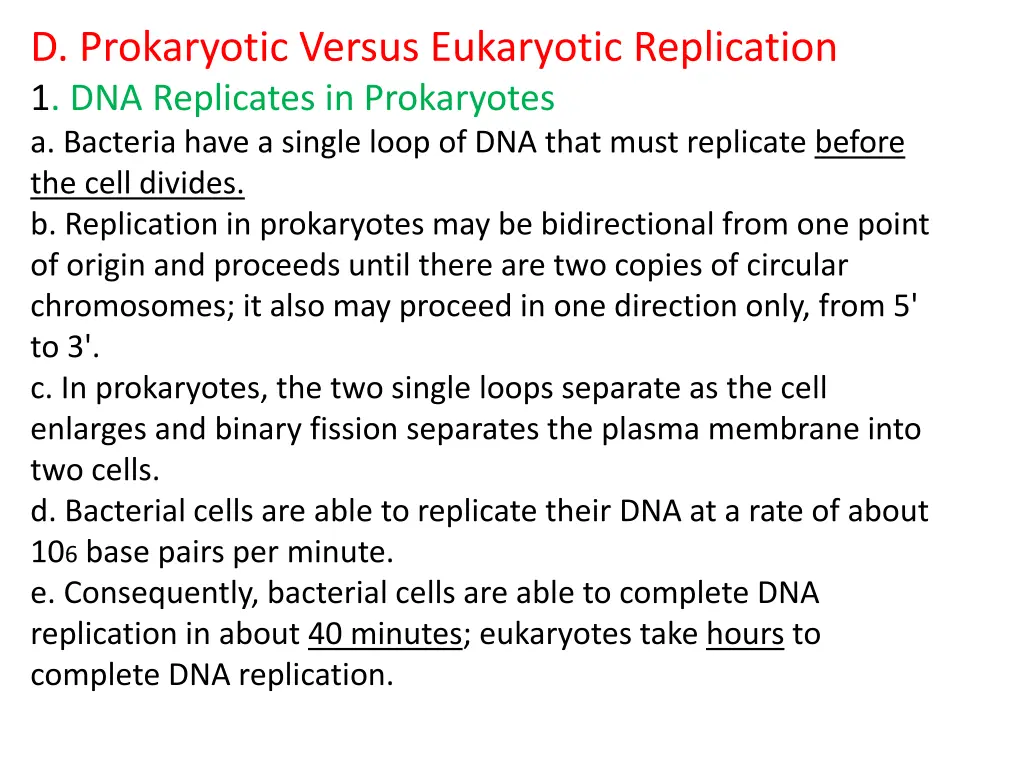 d prokaryotic versus eukaryotic replication