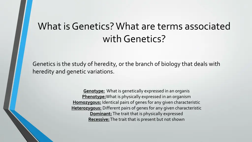 what is genetics what are terms associated with