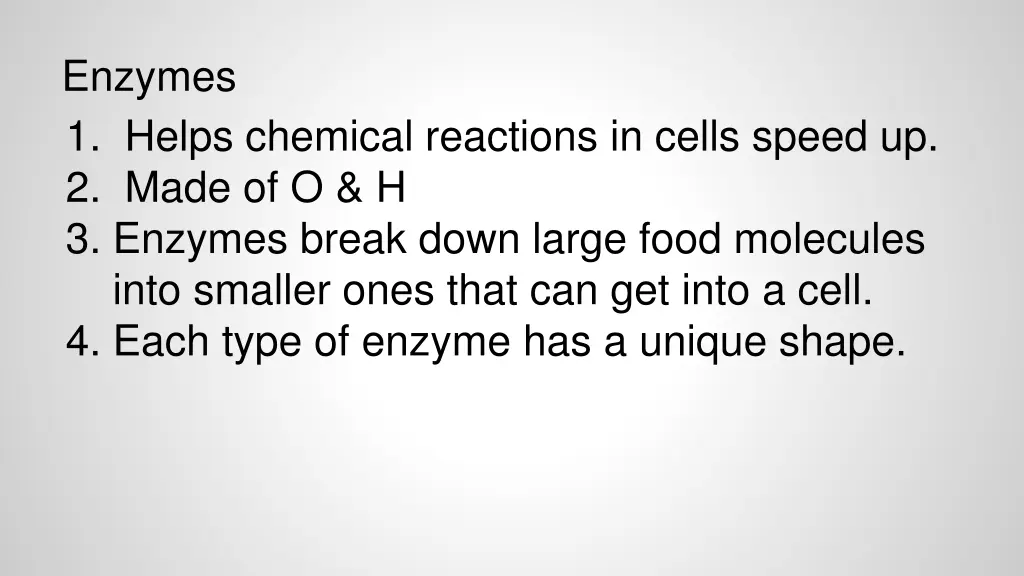 enzymes 1 helps chemical reactions in cells speed