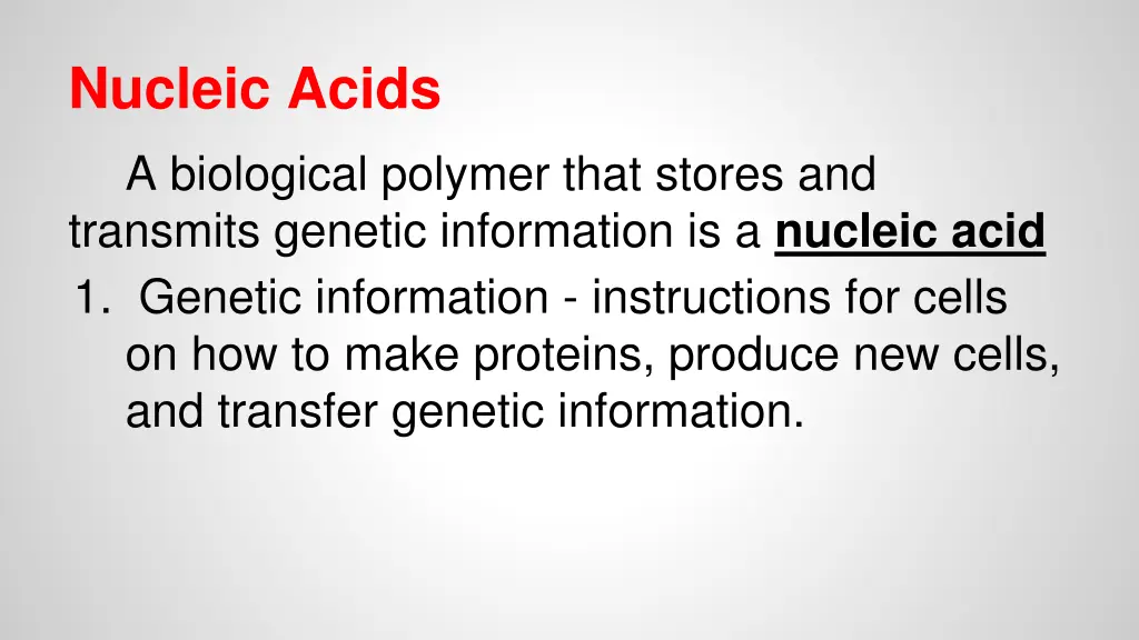 nucleic acids a biological polymer that stores