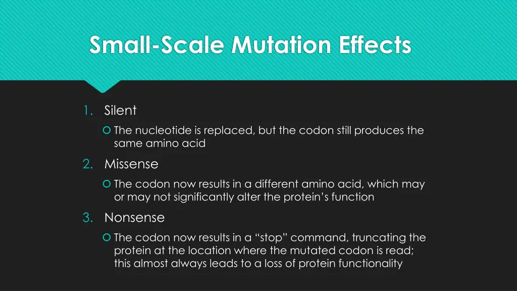 small scale mutation effects