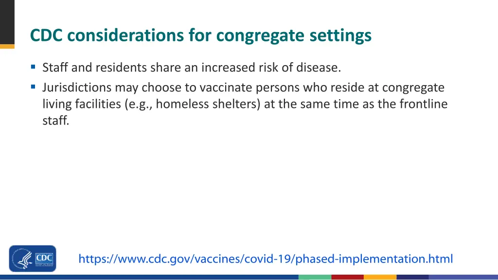 cdc considerations for congregate settings