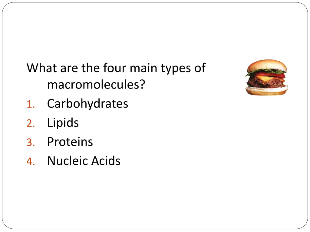 what are the four main types of macromolecules