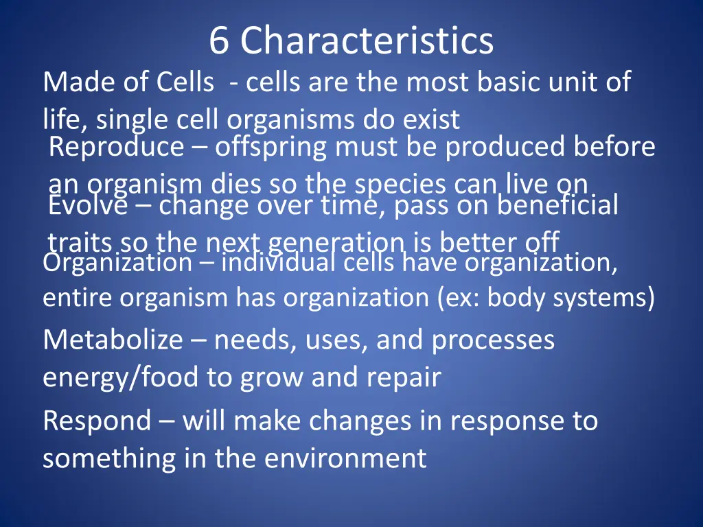 6 characteristics