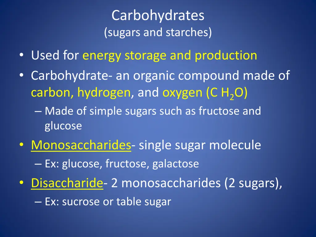 carbohydrates sugars and starches