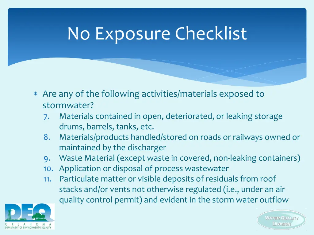 no exposure checklist 1