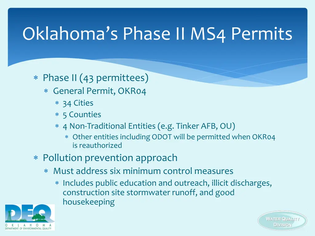 oklahoma s phase ii ms4 permits