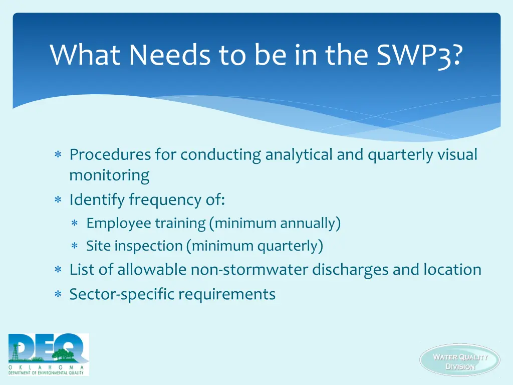 what needs to be in the swp3 3