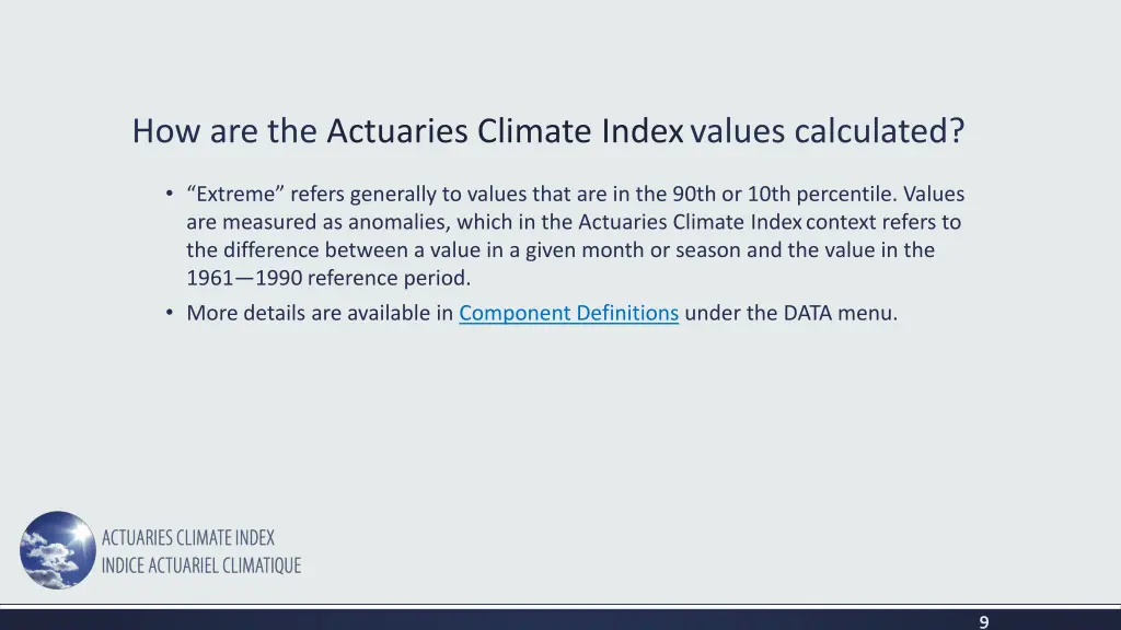 how are the actuaries climate index values 1