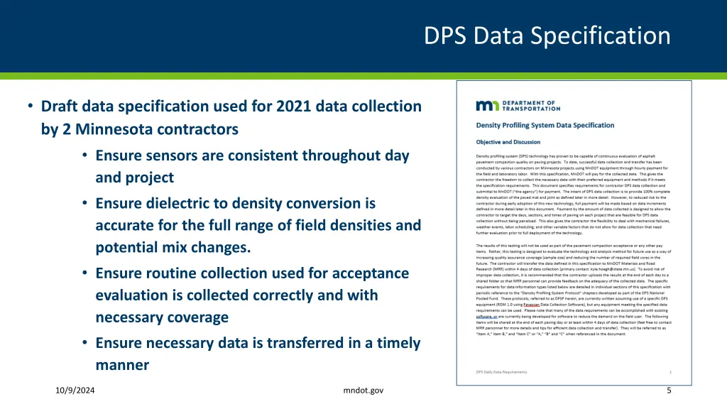 dps data specification 1