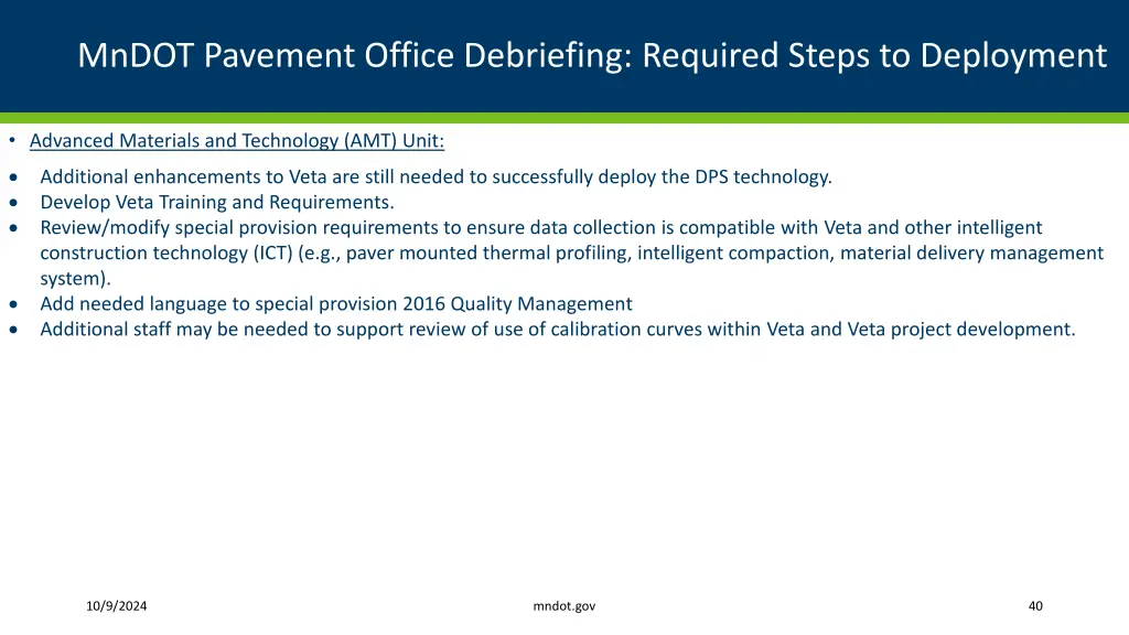 mndot pavement office debriefing required steps 1