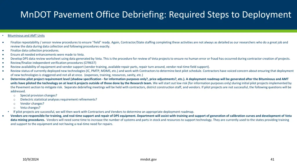 mndot pavement office debriefing required steps 2