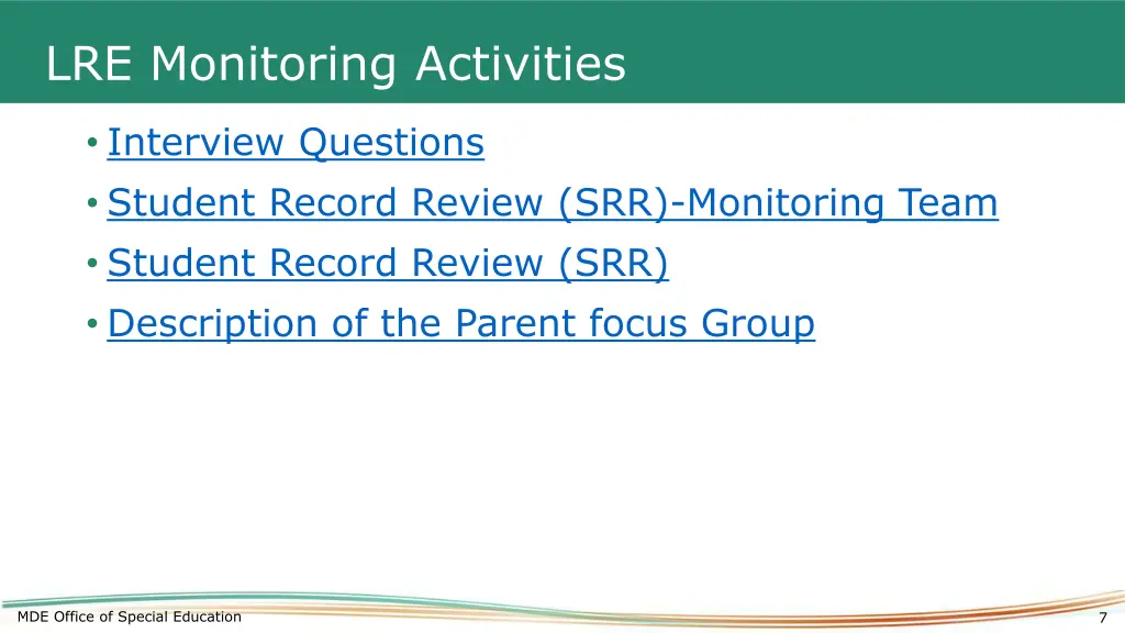 lre monitoring activities