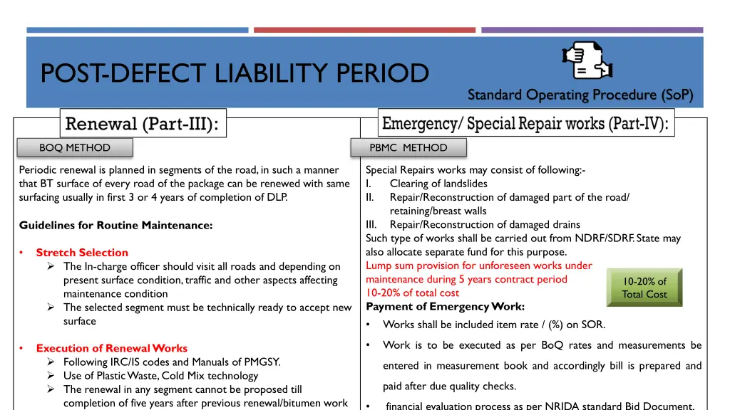 post defect liability period 2