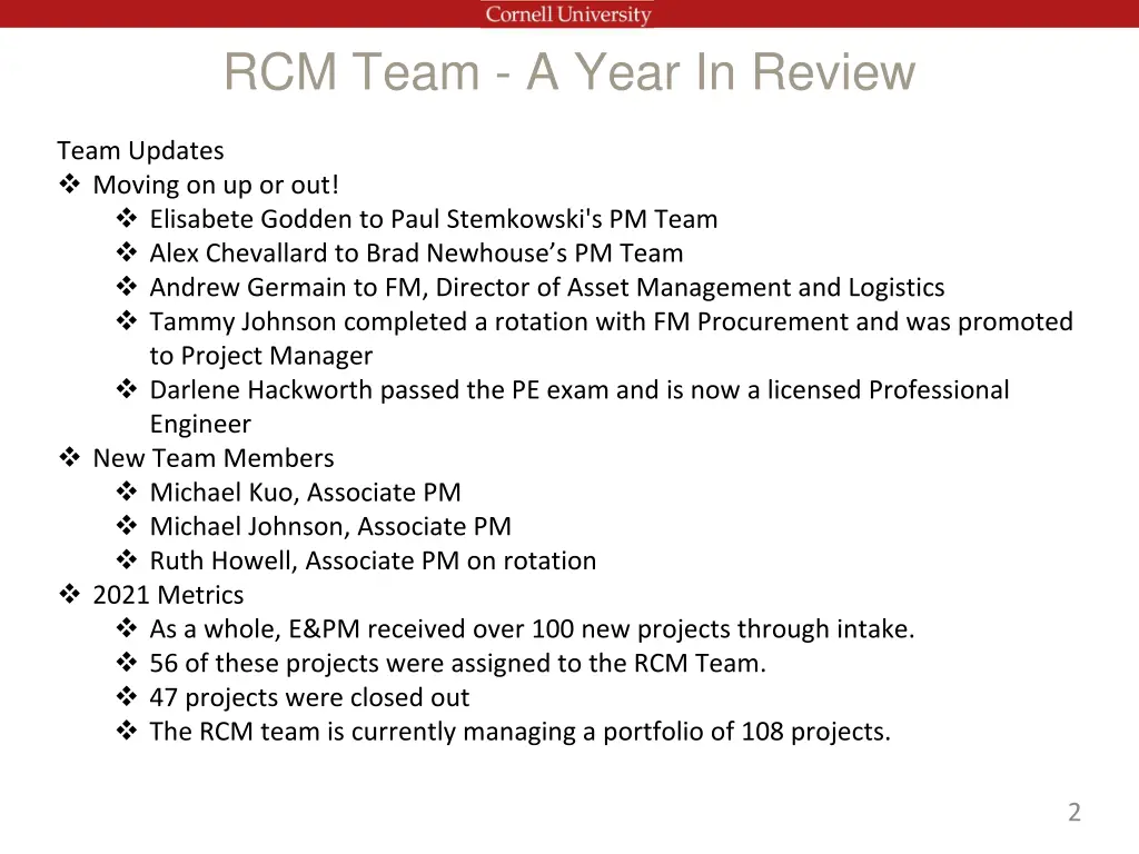 rcm team a year in review