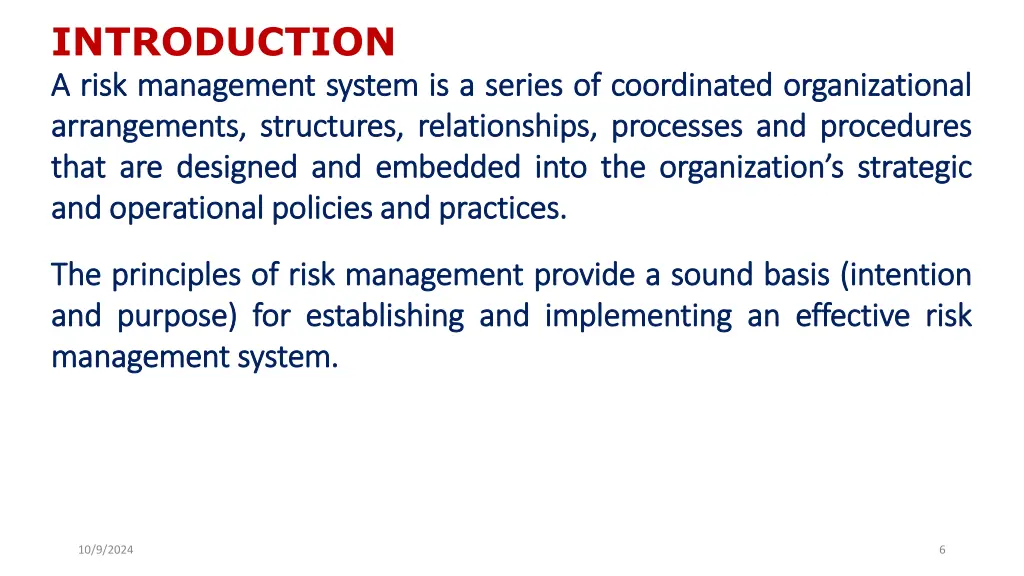 introduction a a risk risk management management