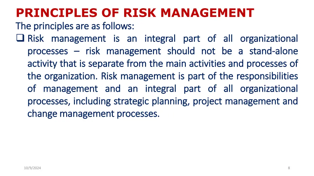 principles of risk management the the principles 1