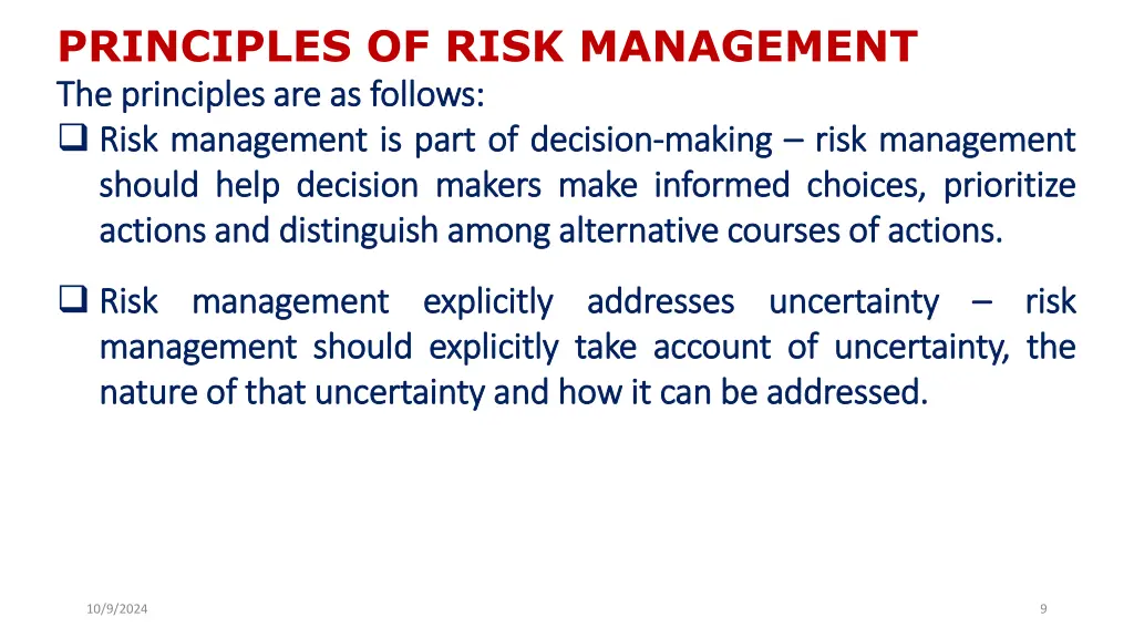 principles of risk management the the principles 2