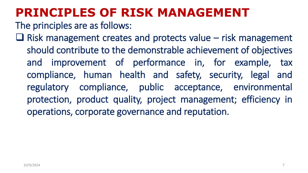 principles of risk management the the principles