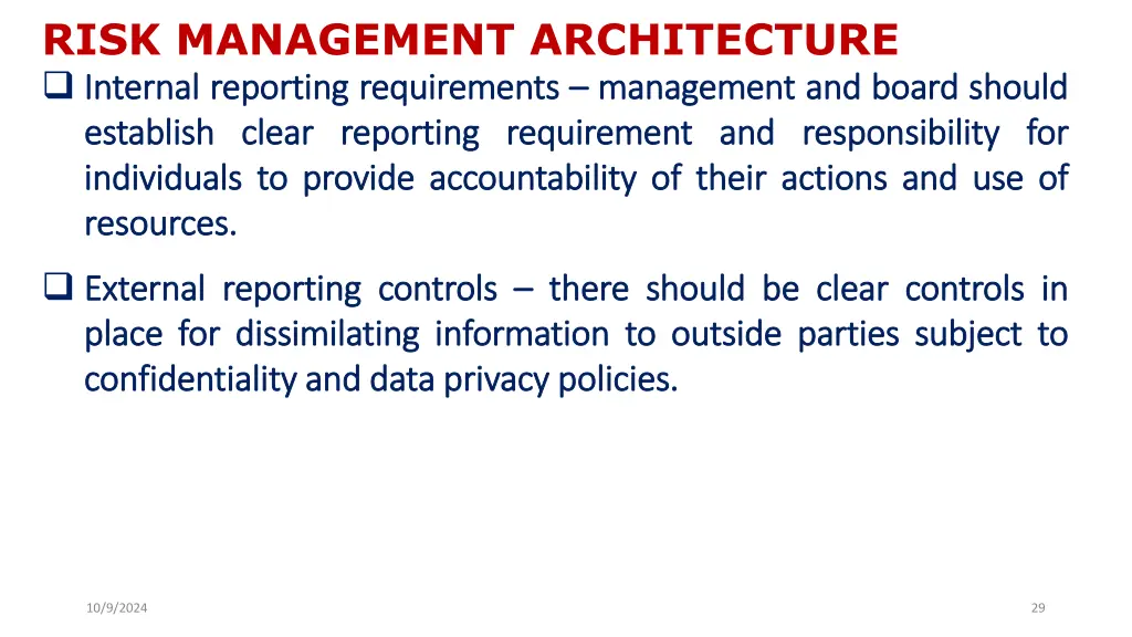 risk management architecture internal internal