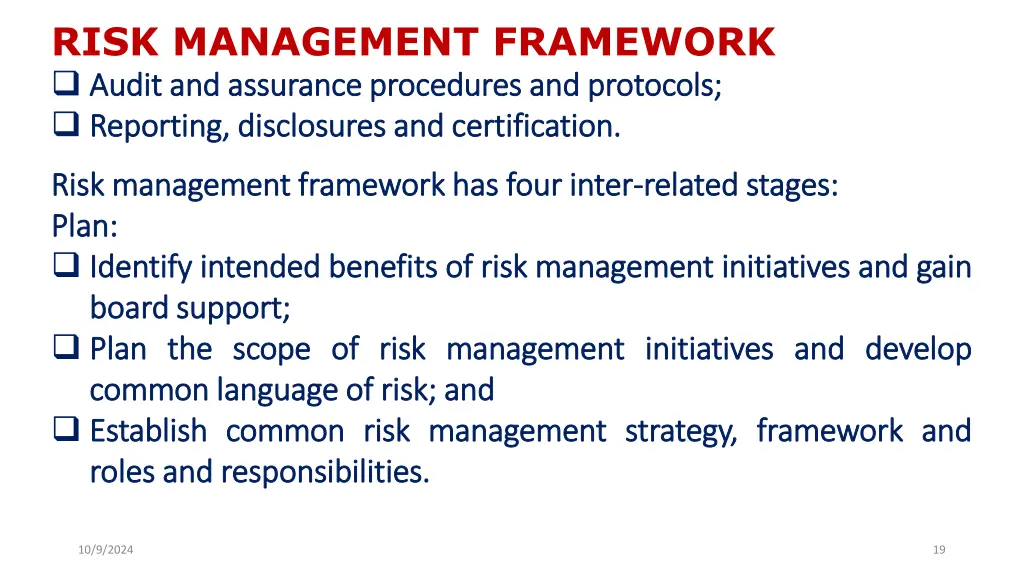 risk management framework audit audit