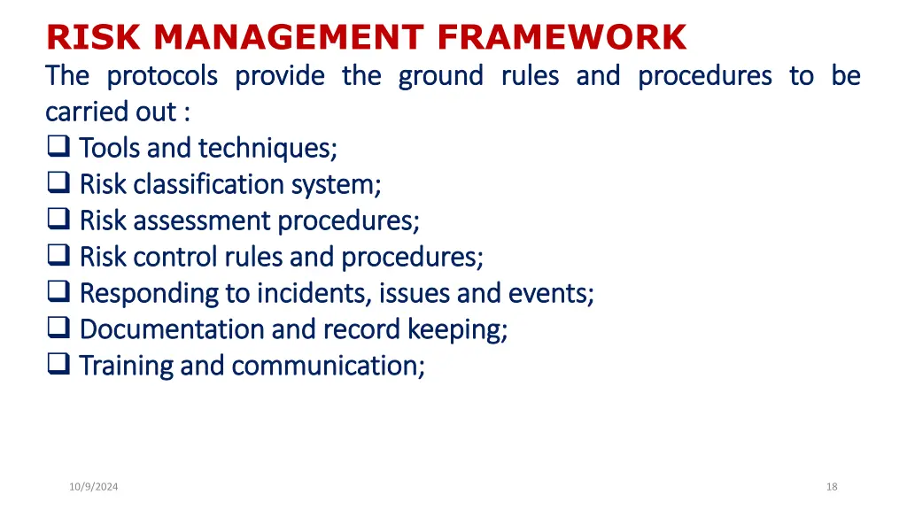 risk management framework the the protocols