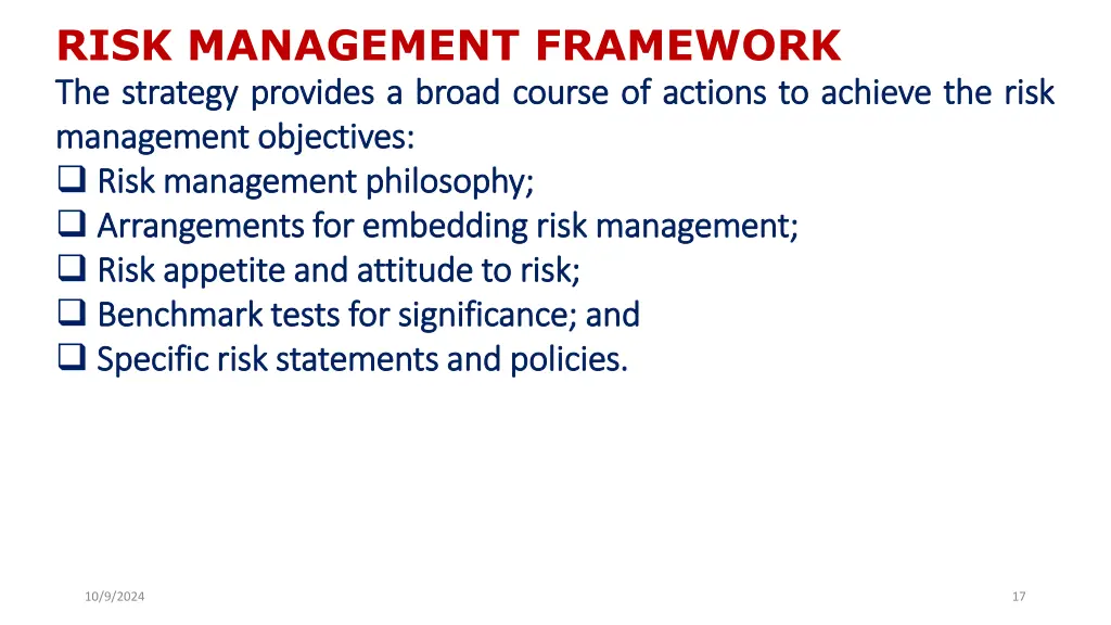 risk management framework the the strategy