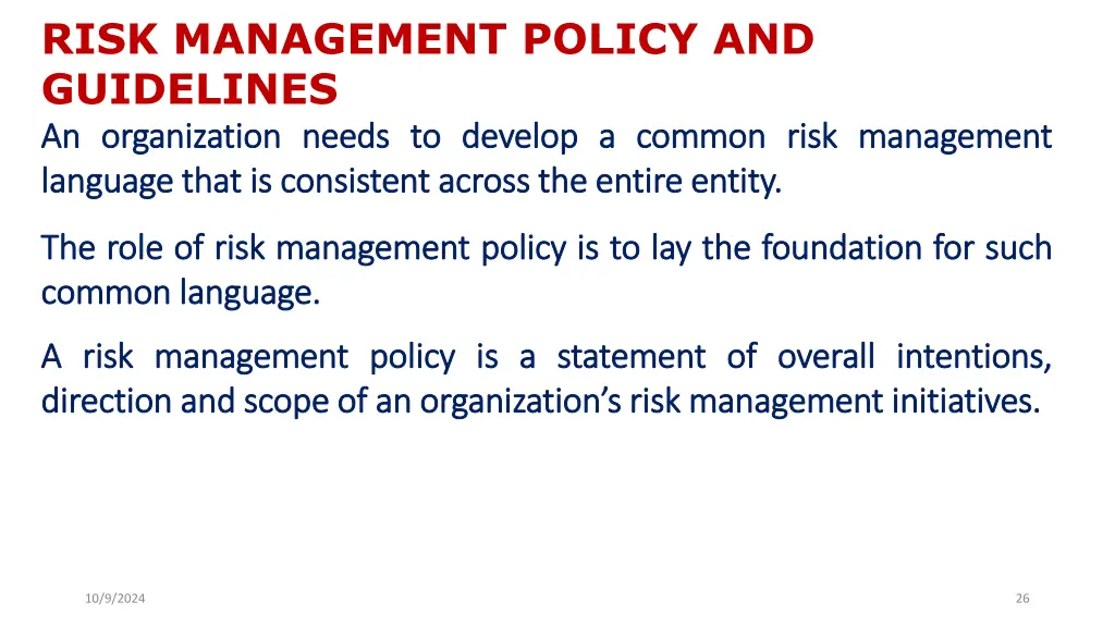 risk management policy and guidelines