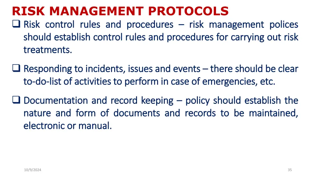 risk management protocols risk risk control