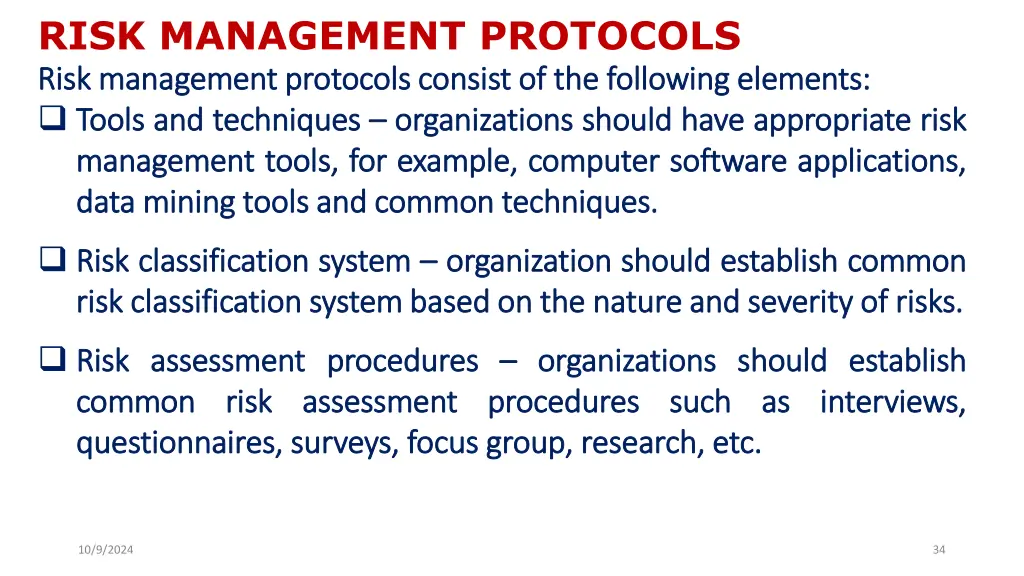 risk management protocols risk risk management