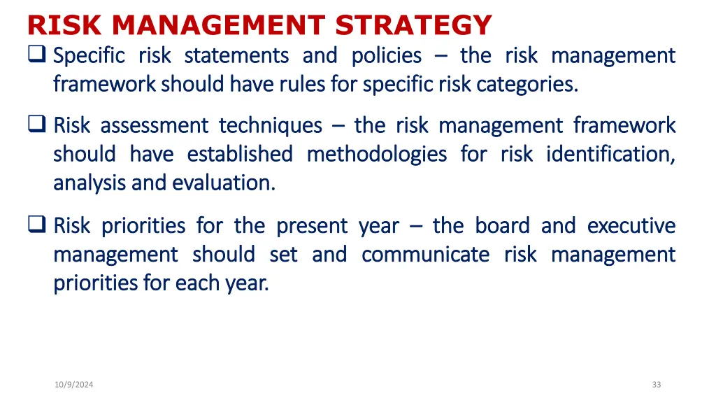 risk management strategy specific specific risk