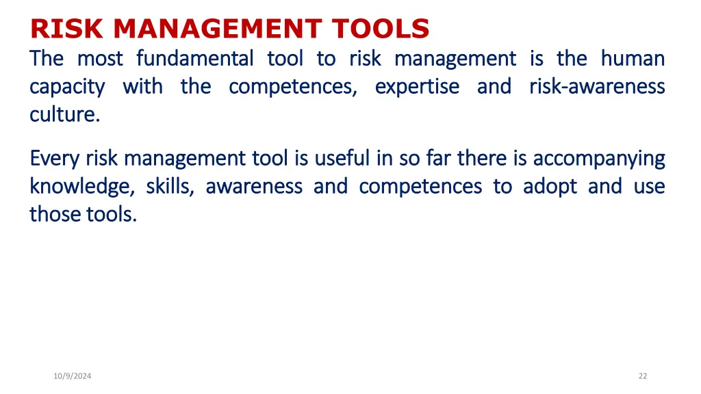 risk management tools the the most most