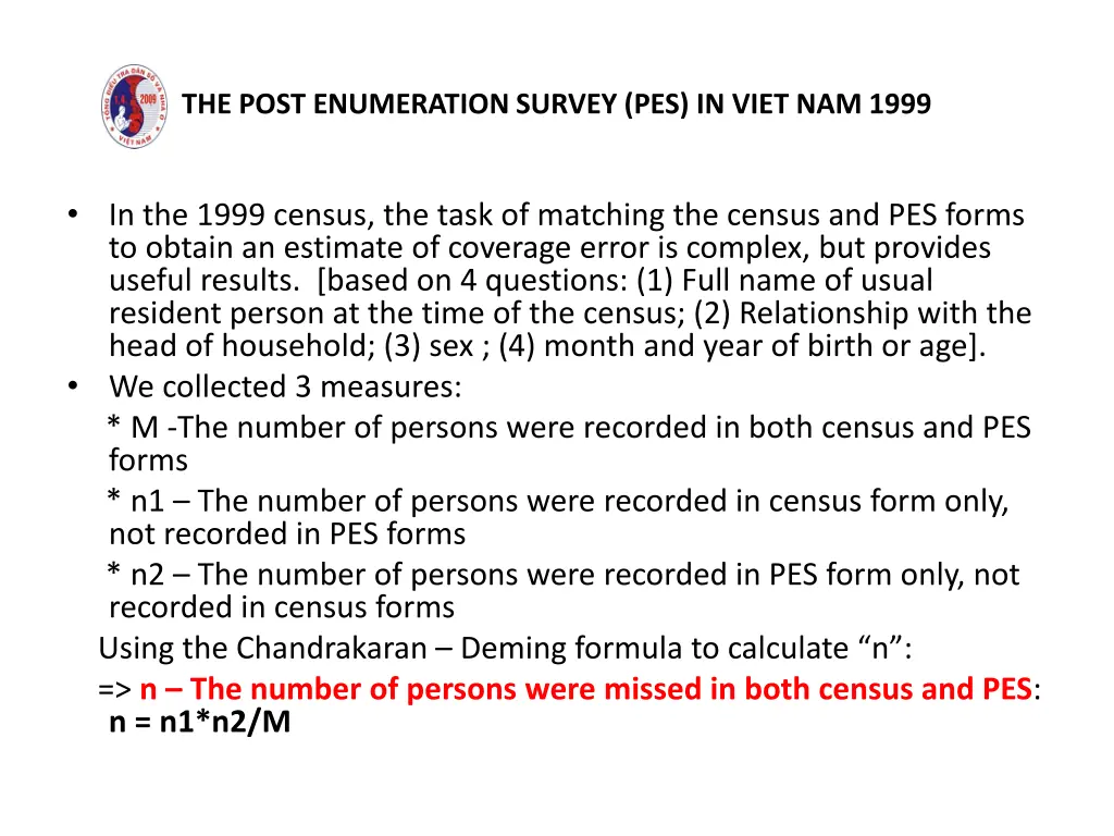 the post enumeration survey pes in viet nam 1999 3