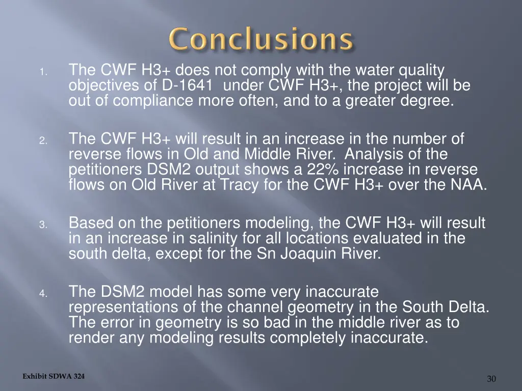 the cwf h3 does not comply with the water quality