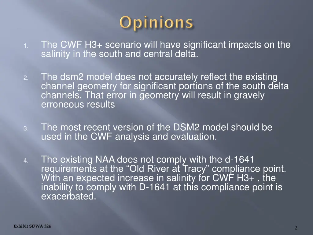 the cwf h3 scenario will have significant impacts