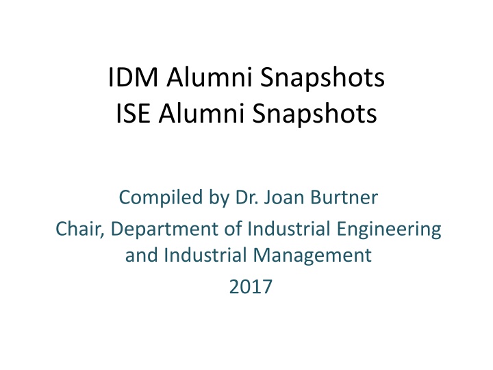 idm alumni snapshots ise alumni snapshots