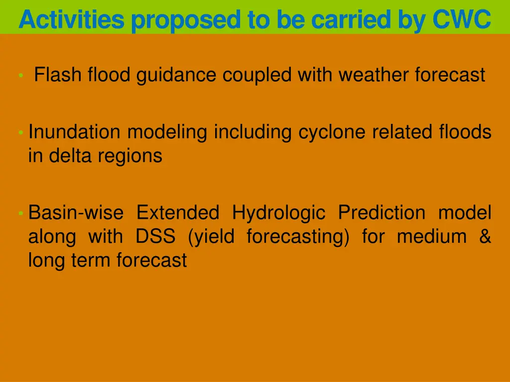 activities proposed to be carried by cwc