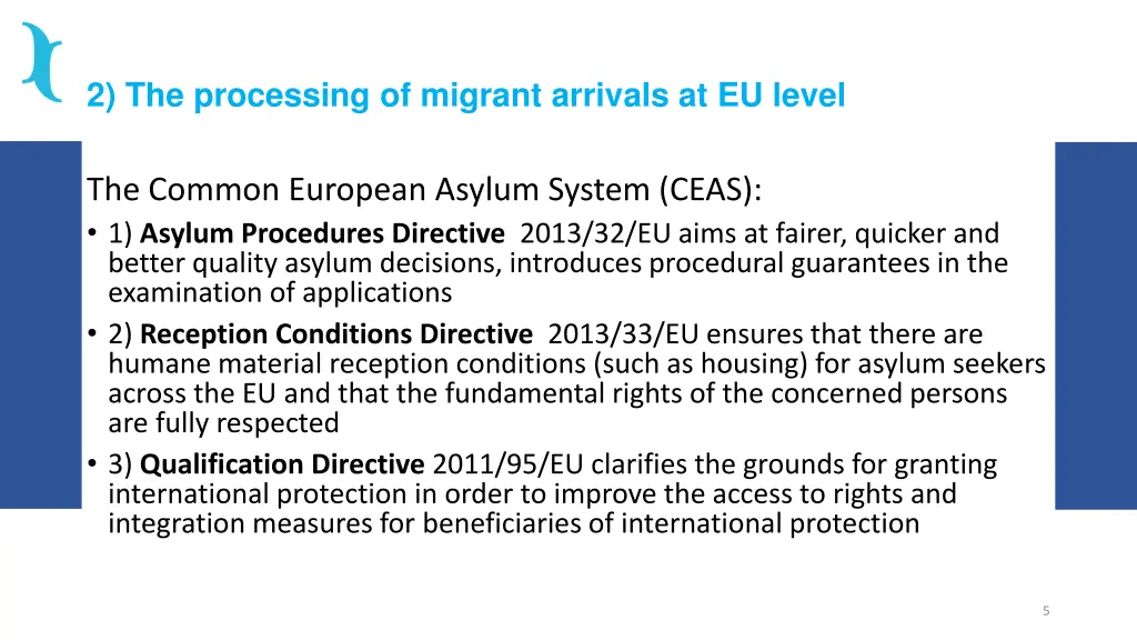 2 the processing of migrant arrivals at eu level