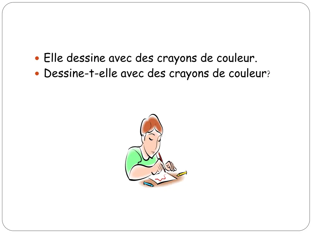 elle dessine avec des crayons de couleur dessine