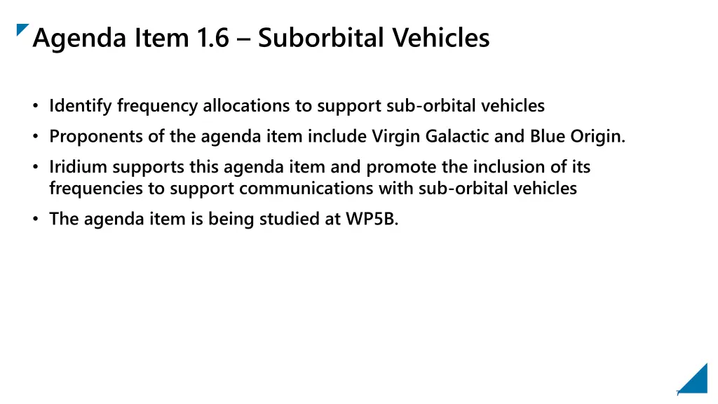 agenda item 1 6 suborbital vehicles