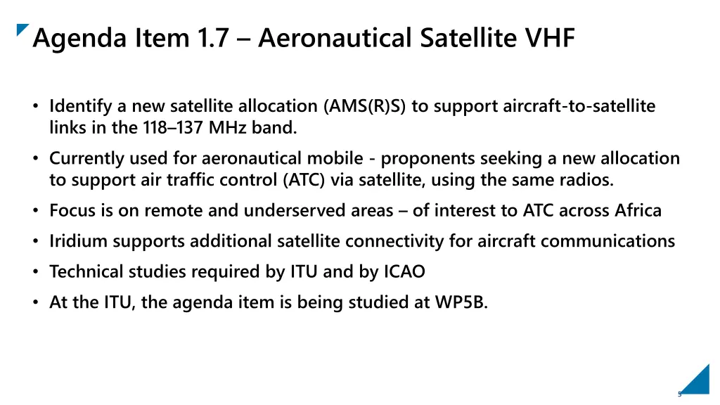 agenda item 1 7 aeronautical satellite vhf